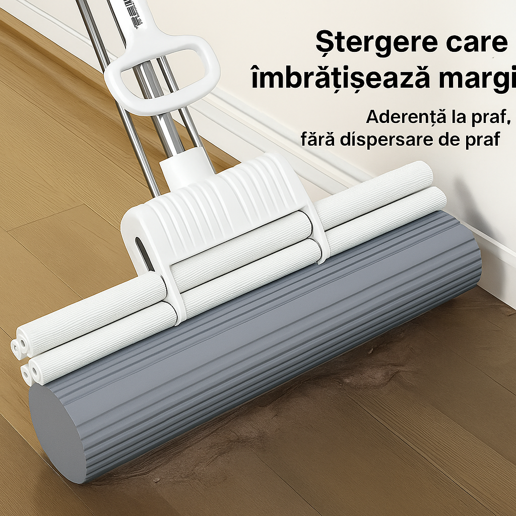 PowerMop Pro™ – Mop premium cu burete și mâner telescopic (34×8 cm)