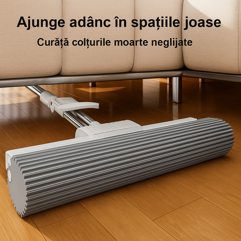 PowerMop Pro™ – Mop premium cu burete și mâner telescopic (34×8 cm)