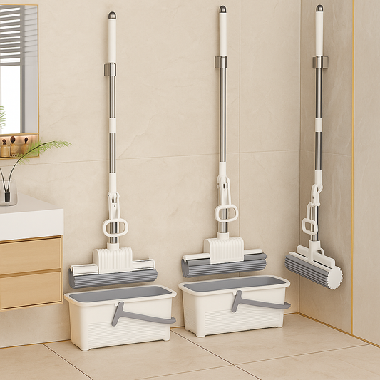 PowerMop Pro™ – Mop premium cu burete și mâner telescopic (34×8 cm)