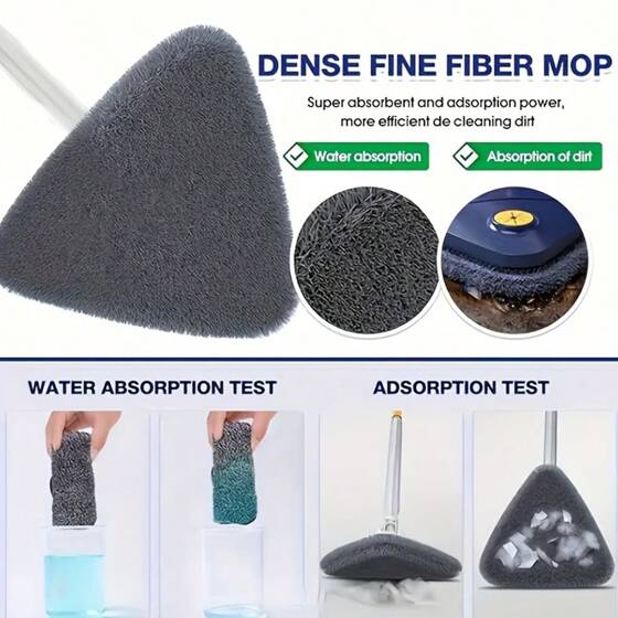 Mop triunghiular profesional rotire 360° cu stoarcere, laveta din microfibra, albastru