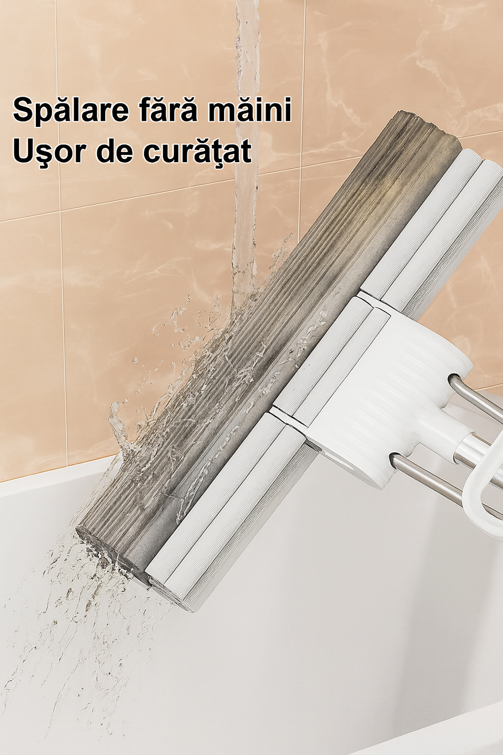 PowerMop Pro™ – Mop premium cu burete și mâner telescopic (34×8 cm)